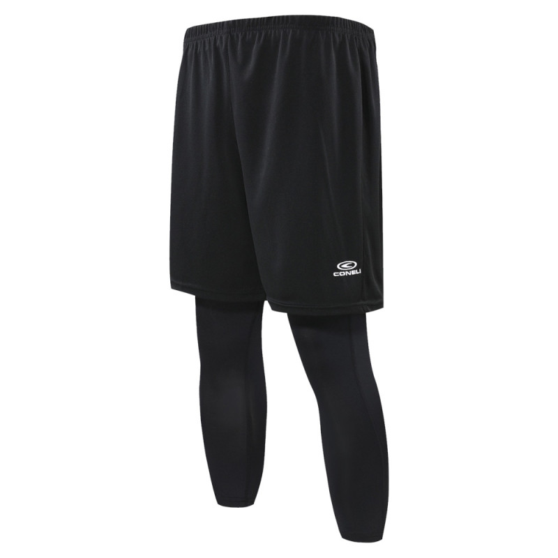 2IN1 SHORT PANTS WITH 3/4 FITTED PANTS (CSF2098-BK)