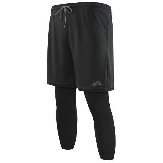 CONELI UNISEX 2IN1 SHORT PANTS WITH 3/4 FITTED PANTS (CSF1993-BK)